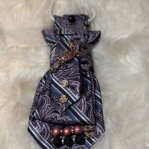 George Paisley Scarf with Brooch and Beads